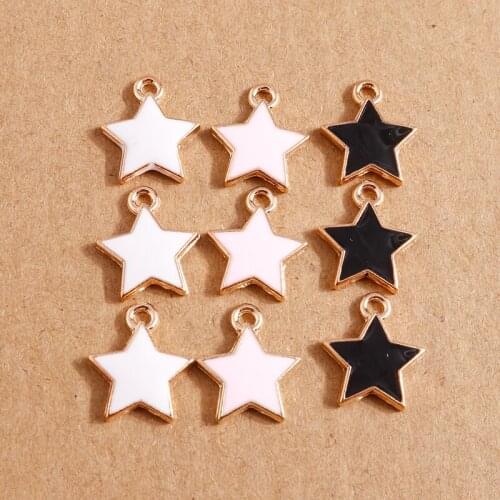 10pcs 12*14mm Enamel Star Charms for Making Cute Earrings Pendants Necklace Keychains DIY Handmade Jewelry Finding Accessories