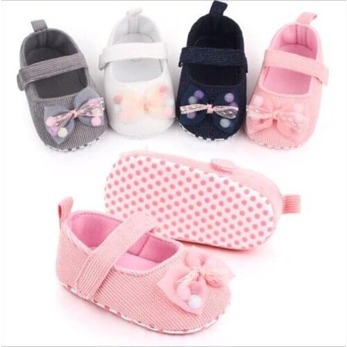 2020 Lovely Bowknot Baby Shoes Fashion New Infants Cotton First Walkers Soft Sole Antislip Newborn Girls Princess Shoes