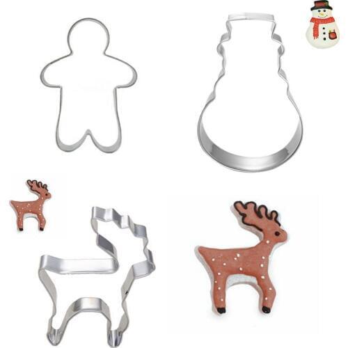 3pcs/set Cookie Cutter Christmas Biscuit Press Icing Set Stamp Mold Stainless Steel Cake Decorating Tools Kitchen Fondant