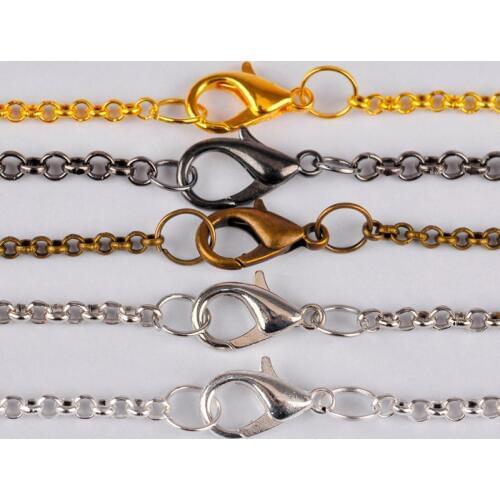 40-80cm 100pcs 3mm Rolo Chain Findings Jewelry Chain Necklaces Pendant Chains Jewelry Making Supplies