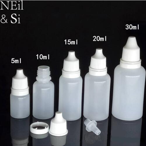 5ml 10ml 15ml 20ml 30ml 50ml Plastic Eye Drop Bottle Medicinal Water Essence Oil Liquid Dropping Bottles Free Shipping