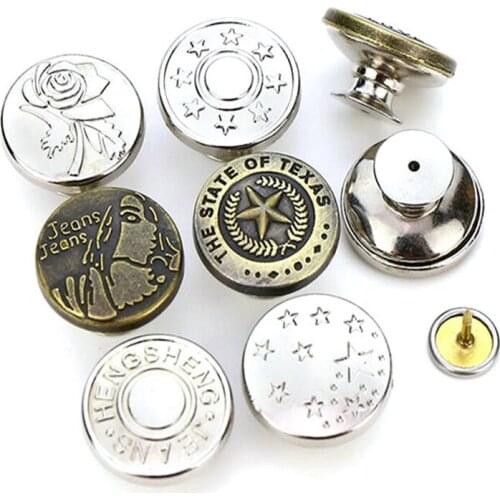 5Pcs Detachable Buttons Jeans Nail Free Waist Buckle Snap Fastener Metal Pants Buttons Clothing Jeans Sewing Buttons Adjustable