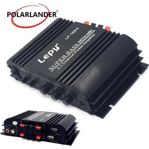 Lepy LP-168S 12V 2.1 Channel Auto Audio Car Amplifier Power Subwoofer Bass Output HiFi Stereo Sound WithAUX Function LoudSpeaker