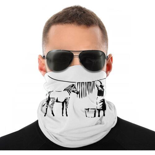 Banksy Zebra Street Artistic Magic Scarf Half Face Mask Halloween Tube Mask Neck Bandana Multi-functional Headband Biking Hiking