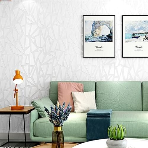 Beibehang White pure white pattern modern minimalist clothing store Nordic geometric bedroom living room background wall paper