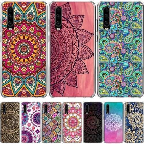 Colored totem mandala flower Phone Case for Huawei P30 P40 P20 P10 Mate 20 10 30 Lite Pro P Smart Z Plus + Art Luxury Cover Coqu