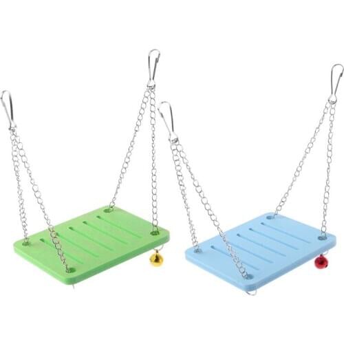 Wooden Parrot Hamster Swing Hanging Bell Cage Toy Chinchilla Mouse Perch Pet Accessories T3LE