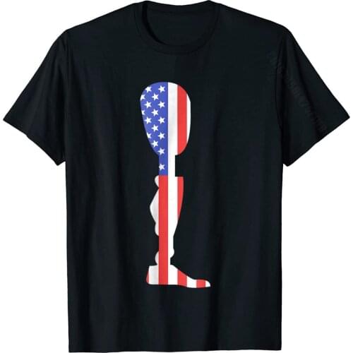 American Flag Present For Leg Amputee T-Shirt Cotton T Shirt Printed On Family Casual T Shirt