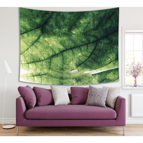 Tapestry Tropical Leaf Retro Aged Look Nature Greenery Theme Nostalgic Photo Printed Green Beige