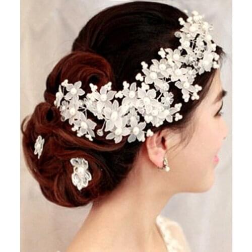 Bridal flower head flower pure hand crystal forehead jewelry wedding dress hair accessories