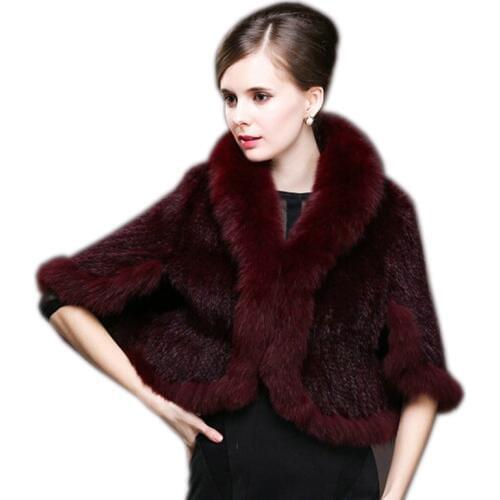 Harppihop Hot Sale Women Winter Casual Natural Mink Fur Shawl Cape Poncho Black and Coffee Lady Scarf High Quality Free Shipping