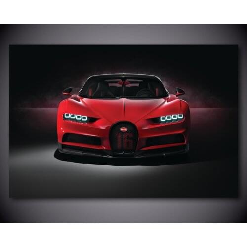 Bugatti Chiron Cars Red Supercar Front View Wall Art Picture Vehicle Posters and Prints Canvas Painting For Living Room Decor
