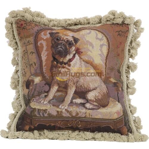 Cushion Handmade Beautiful Amazing Hand Crafted Gorgeous Floral Needlepoint Wool Decorative Handmade Decor Rug