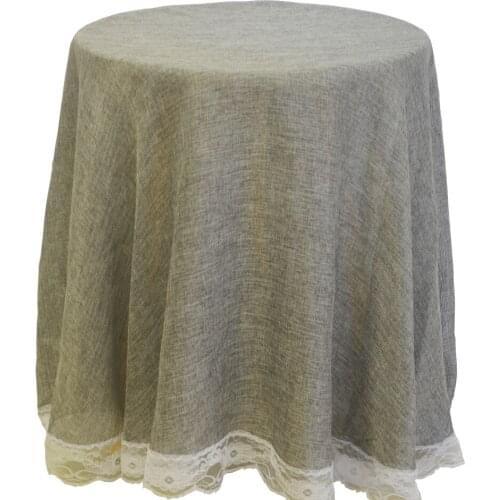 Gray Khaki Round Lace Imitation Linen Cotton Home Tea/Dining Table Cloth Hotel Resturant Supplies Wedding Christmas Tablecloth
