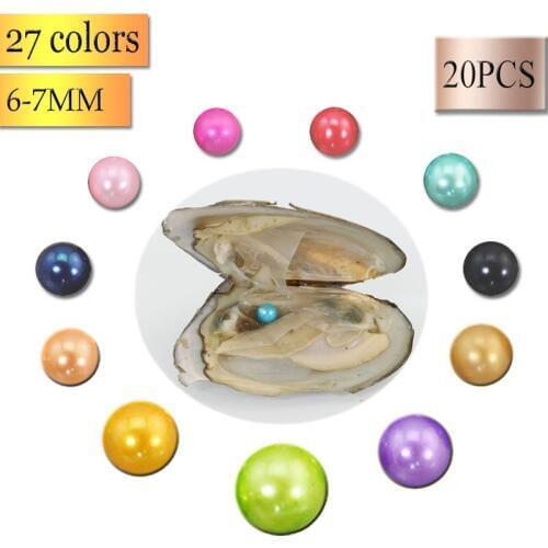 Bulk 20pcs 6-7mm AAA Pearl Freshwater Cultured Love Wish Pearl Oyster Mussel Mixed Colors Real Pearls Akoya Oyster ABH905