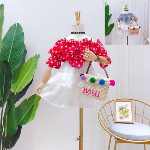 Girl Summer Clothing Set Dot Ruffles Tops+skirts Fashion Girls Baby 2pcs Princess Clothes Sets Child Wear 2-8age