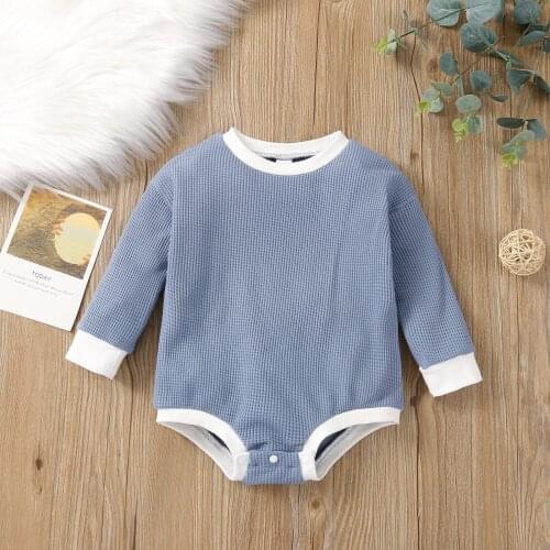 2021 Brand New Newborn Infant Kids Baby Girls Boys Autumn Causal Bodysuits Ruffles Long Sleeve Solid Warm Jumpsuits Outfit