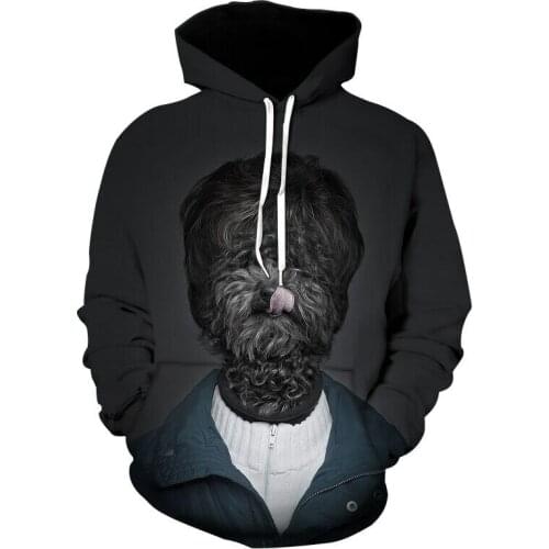 New stylish mens hoodies 3D printed personified puppies loose autumn sweatshirts mens trendy street couples hoodies funny dogs