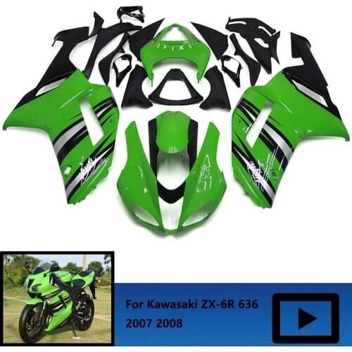 For Kawasaki Ninja ZX6R 636 2007 2008 body fairing, ZX-6R 07 08 motorcycle ABS injection fairing