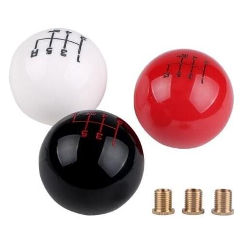 Universal 6 Speed Car Gear Shift Knob White Round Ball Resin Gear Stick Shift Lever Knobs Shifter
