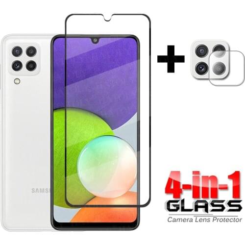 4-in-1 For Glass Samsung Galaxy A22 4G Full Cover Tempered Glass For Samsung Galaxy A22 4G Phone Screen Protector Camera Glass