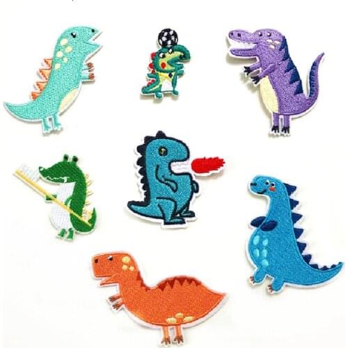 Dinosaur Animal Iron On Embroidered Clothes Patches For Clothing Stickers Sewing Applique Sew On Fabric Badge