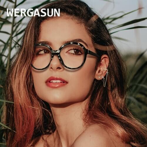 WERGASUN TR90 Vintage Fashion Plastic Round Glasses Frame Clear Classic Men Accessories Eyeglasses Spectacle Glasses