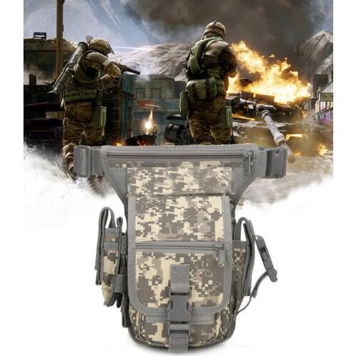 Military Gear Tactical Small Bag Molle Pouch Drop Leg Bag Camouflage Hunting Fanny Pack Leg Pouch Hiking Cycling Bag