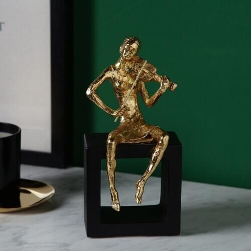 WU CHEN LONG Nordic Style Luxurious Figure Band Art Sculpture Performer Figurine Resin Crafts Decorations For Home Gift R3581