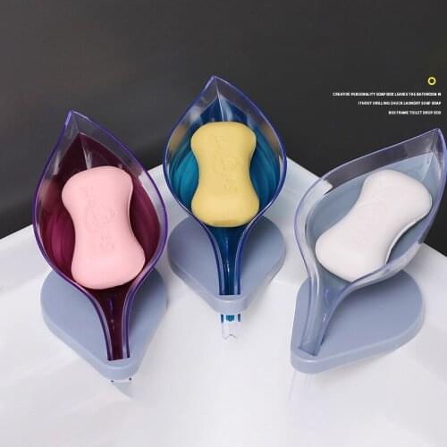 Leaf Shape Soap Box Sink Sponge Drain Holder Creative Suction Cup Soap Containers Storage Drying Rack Supplies Bathroom Gadgets