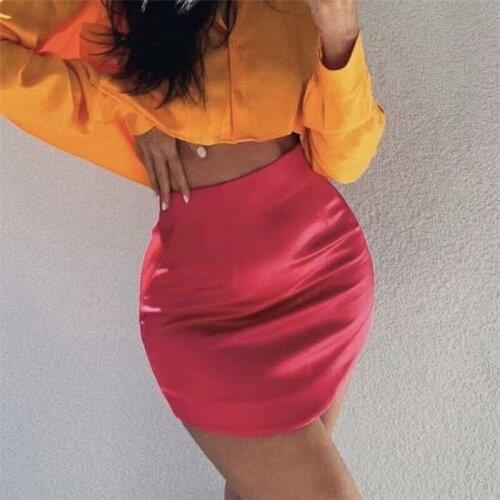 Evfer Women Fashion Satin Feeling Summer Solid Za 2021 New Mini Skirts Girls Casual A-Line High Waist Green Short Chic Skirt