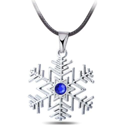 Silver Plated Crystal Snowflake Pendant Necklaces Women Long Sweater Chain Rhinestone Statement Charm Jewelry Accessories Choker