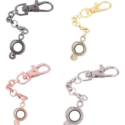 1pcs Musical note Hook crystal Alloy Floating charm Locket Keychain with Lobster clasp DIY twist memory Glass locket Key chain
