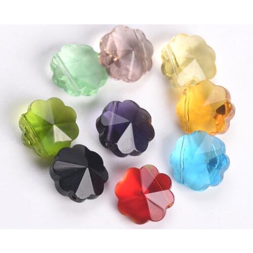 10pcs 12mm Flower Shape Crystal Glass Faceted Asymmetrical Hole Loose Beads lot for Jewelry Making DIY Crafts Findings