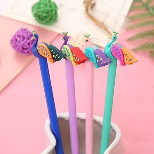 100pcs/pack 0.5mm Peacock Style Gel Pen Neutral Pen Promotion Gift Children Prize