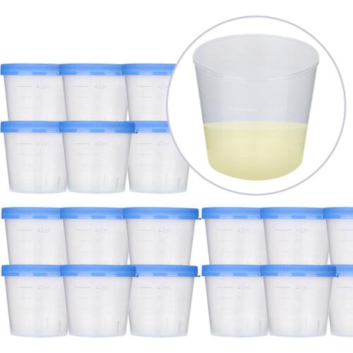 50pcs 40ml Urine Cup Plastic Sterile Urine Cups Specimen Collection Cups with Lids Urine Container Urine Testing Accessories