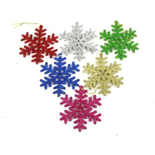 New 6Pcs Shining Christmas Ornaments Snowflakes Star Tree Pendant DIY Xmas Tree Ornaments Wedding Christmas Party Decorations