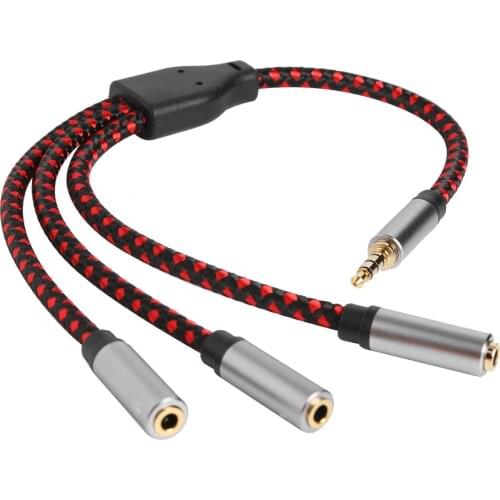 Audio Splitter Earphone Extension Cable Jack 3.5mm Cable Male to 3 Female Mic Y for Phone Laptop PC AUX Cable Adapter Cord