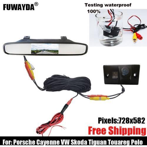 Car SONY CCD Rear View Camera With 4.3' Monitor FOR Volkswagen TIGUAN TOUAREG SANTANA Golf Passat Polo sedan Cayenne Fabia