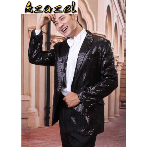 Azazel Hot Sale 2020 Mens High-grade Sequins Blazer Dress the host stage suit Men performance studio clothing Suits / M-XXXL