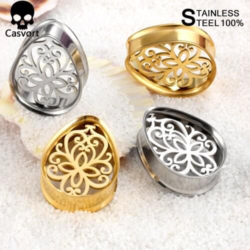 Casvort 10 PCS New Teardrop Double Flared Ear Gauges Plugs Tunnels Stretcher Body Piercing Jewelry