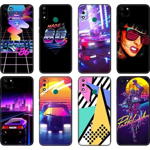 Black tpu Case For Huawei Y9S Y6S Y8S Y5P Y7P Y8P Case For Huawei Y5 lite Prime 2018 Y6 2019 Cover Retro Vaporwave Vintage 80s