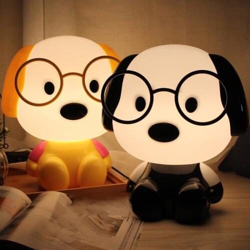 EU /US Plug Reading Table Lamps Baby Room Glasses Dog Cartoon Animal LED Night Light Kids Bed Lamp Sleeping Night Table Lamp