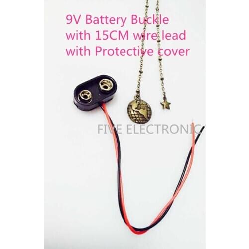 Good quality! 9V Battery Buckle Connector 15CM wire lead plastic shell battery lock with Protective cover