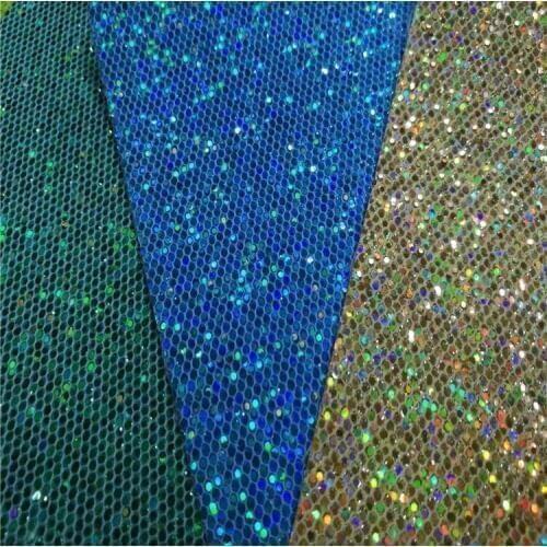 Faux PU Glitter Leather laser Sequin Fabrics Synthetic Leather Decorative Wall Artificial Leather sewing material 100*140cm