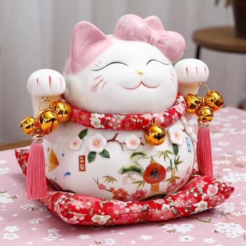 Lucky Cat Save Money Box Safe Cash Coin Bank Ceramic Cute Piggy Bank for Adults Kids Counter Cofre De Moeda Atm Machine AD50PB