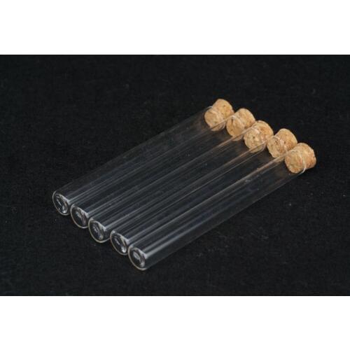 Lot5 Multiple Lab Glass Test Tube Flat Bottom With Wood Stopper Thermostability