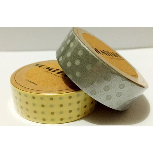 Lovely washi paper tape/15mm*10m Yollow background Golden dot and silver background white dot masking washi tape