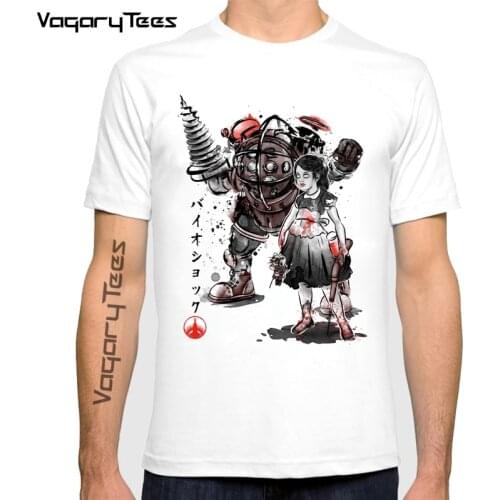 Japanese Anime Big Daddy and Little Sister sumi-e T-shirt Streetwear t shirt men Hip Hop Camisetas Hombre poleras hombre