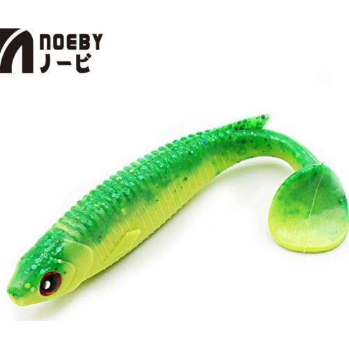 Noeby 4pcs Soft Baits 100mm 8g(0.28oz) T-Tail Fishing Lure 10 Colors Silicone Swimbait Wobbler Peche Pesca Iscas Leurre Souple